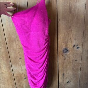 Vibrant Pink Ruched Dress
